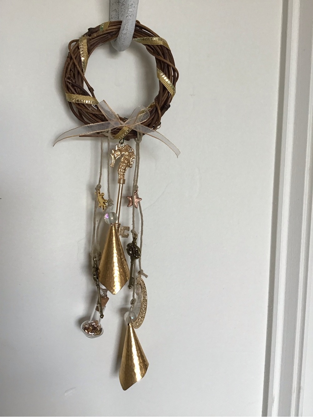 Gold and Brown Decorative Hanging Wind Chime Wall Accent